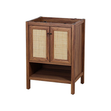 Jasper Rattan Modern Coastal 2-Shelf Bath Vanity Cabinet Only (Sink Basin Not Included) - JONATHAN Y